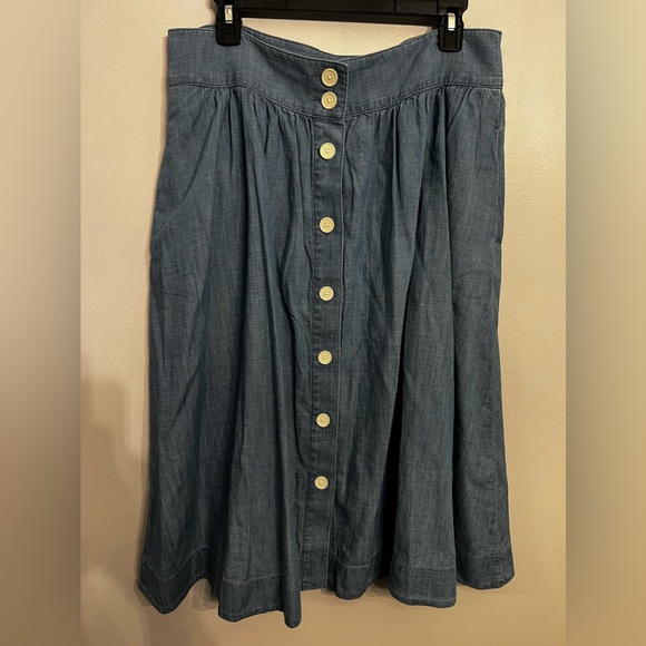 Talbots Dresses & Skirts - Talbots Light‎ Wash Button Front Denim Skirt Size 12